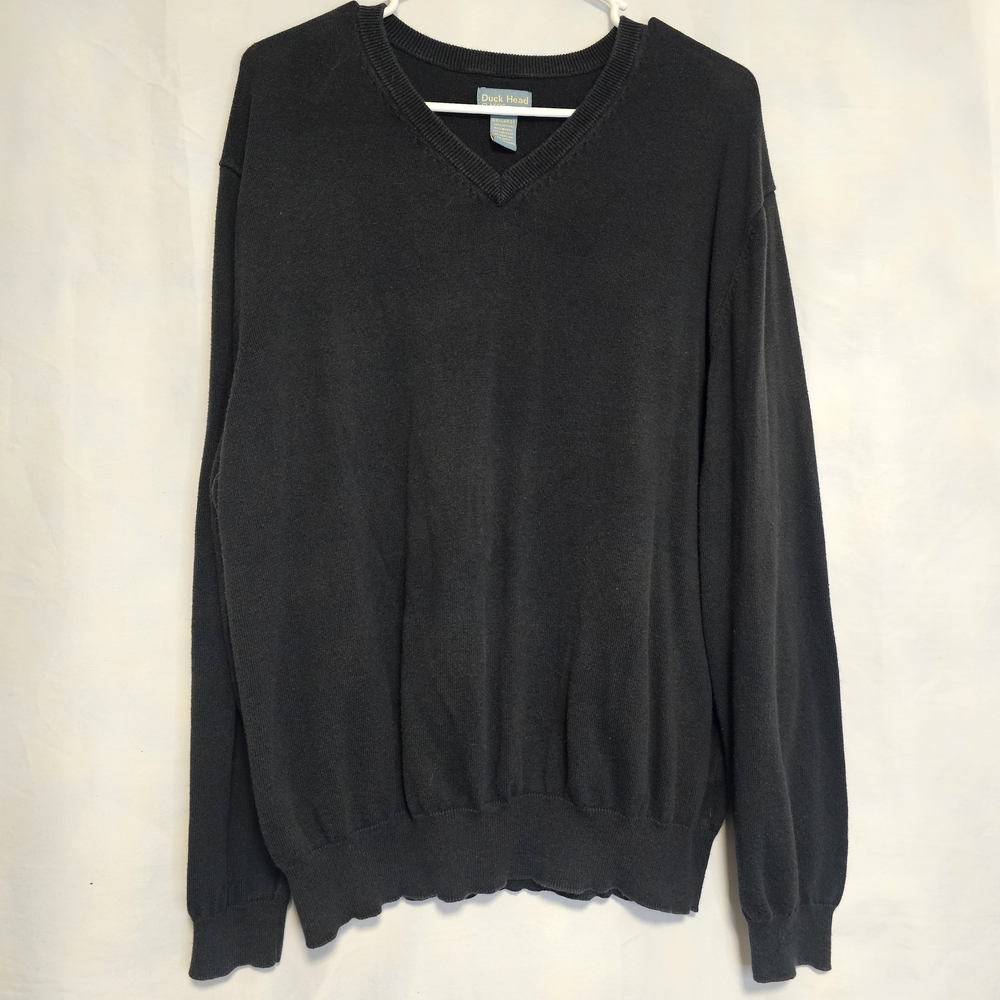 Duck Head Men's Black V-Neck Sweater XXL